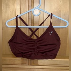gymshark maroon ruched training bra
